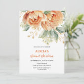 Sinaasappel Pioen Gouden Bladgroen 16e Verjaardag Kaart (Staand voorkant)