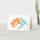 Sinaasappel Pioen op Witte en Turquoise Bedankkaar Bedankkaart (Achterkant)