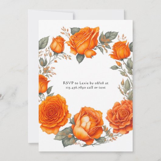 Sinaasappel Pioenrozen Brunch & Bubbly Kaart (Achterkant)