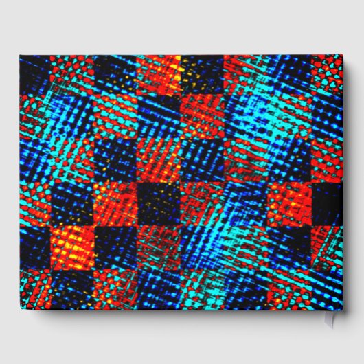 Sinaasappel plaid bijna rood, blauw en faux dirty gastenboek (Achterkant)