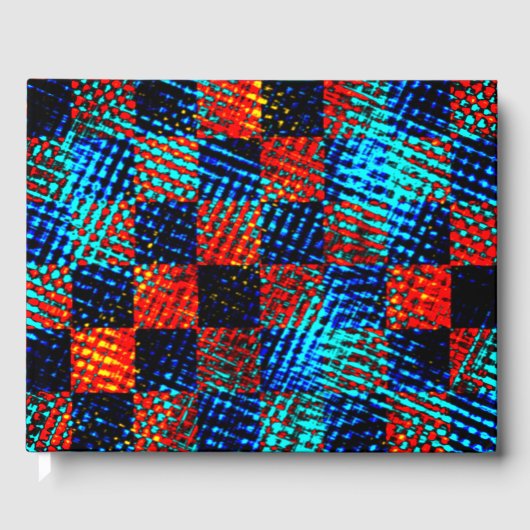 Sinaasappel plaid bijna rood, blauw en faux dirty gastenboek (Voorkant)