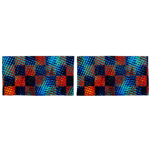 Sinaasappel plaid bijna rood, blauw en faux dirty kussensloop (Voorkant-Set)