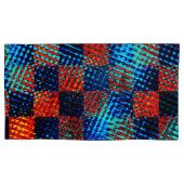 Sinaasappel plaid bijna rood, blauw en faux dirty kussensloop (Voorkant-Links)