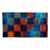 Sinaasappel plaid bijna rood, blauw en faux dirty kussensloop (Achterkant-Rechts)