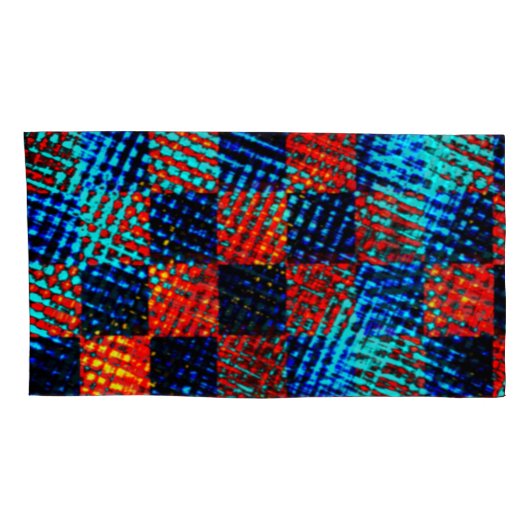 Sinaasappel plaid bijna rood, blauw en faux dirty kussensloop (Achterkant-Rechts)