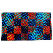 Sinaasappel plaid bijna rood, blauw en faux dirty kussensloop (Voorkant-Rechts)