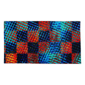 Sinaasappel plaid bijna rood, blauw en faux dirty kussensloop (Achterkant-Links)