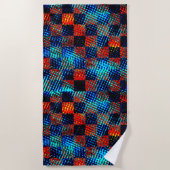 Sinaasappel plaid bijna rood, blauw en faux dirty strandlaken (Voorkant)