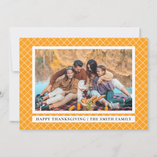Sinaasappel Plaid | Gelukkige Thanksgiving Herfstf Feestdagenkaart (Voorkant)