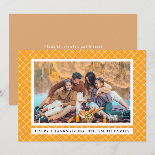 Sinaasappel Plaid | Gelukkige Thanksgiving Herfstf Feestdagenkaart (Voorkant / Achterkant)