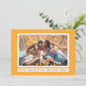Sinaasappel Plaid | Gelukkige Thanksgiving Herfstf Feestdagenkaart (Staand voorkant)