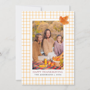 Sinaasappel Plaid Gelukkige Thanksgiving Herfstf Feestdagenkaart