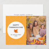 Sinaasappel Plaid | Gelukkige Thanksgiving Herfstf Feestdagenkaart (Voorkant / Achterkant)