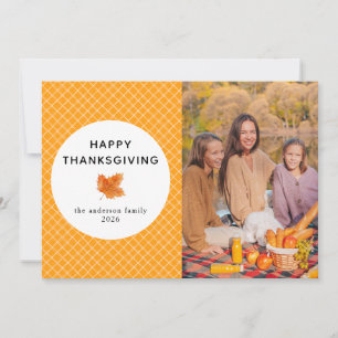 Sinaasappel Plaid Gelukkige Thanksgiving Herfstf Feestdagenkaart