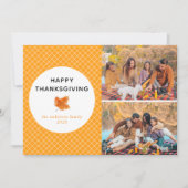 Sinaasappel Plaid | Happy Thanksgiving Herfst 2 Fo Feestdagenkaart (Voorkant)