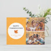 Sinaasappel Plaid | Happy Thanksgiving Herfst 2 Fo Feestdagenkaart (Staand voorkant)