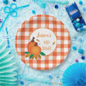 Sinaasappel Plaid Herfst Baby shower Papieren Bord (Feest)