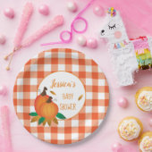 Sinaasappel Plaid Herfst Baby shower Papieren Bord (Feest)