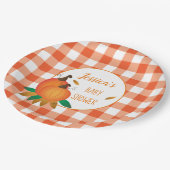 Sinaasappel Plaid Herfst Baby shower Papieren Bord (Gekanteld)
