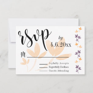 Sinaasappel & Plum Bladeren Mooie Typografie RSVP Kaartje