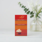 Sinaasappel Polka Dot Cupcake Visitekaartjes (Staand voorkant)