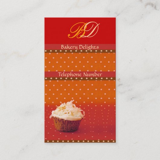 Sinaasappel Polka Dot Cupcake Visitekaartjes (Voorkant)