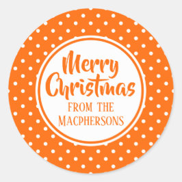 Sinaasappel Polka Dots Kerst stickers