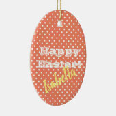 Sinaasappel PolkaDot HappyPasen Keramisch Ornament (Rechts)