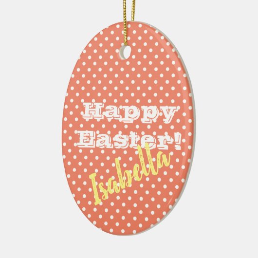   Sinaasappel PolkaDot HappyPasen Keramisch Ornament (Links)
