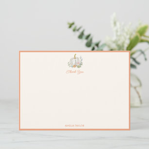 Sinaasappel Pompoen Bloemige Herfst Baby Shower Aa Bedankkaart