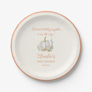 Sinaasappel Pompoen Bloemige Herfst Baby Shower Aa Papieren Bordje