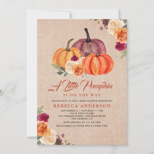 Sinaasappel pompoen, gebrand kaart (Voorkant)