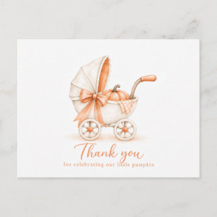 Sinaasappel Pompoen Kinderwagen Baby Shower Bedank Briefkaart