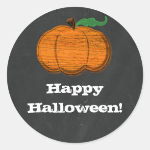 Sinaasappel Pompoen Krijtbord Halloween Favor Ronde Sticker