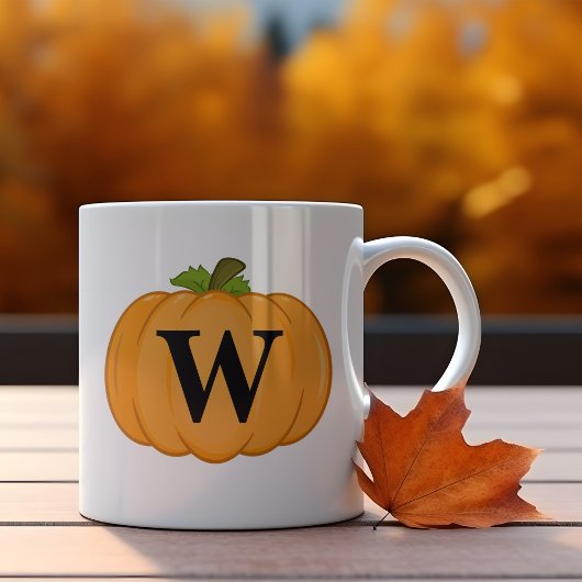 Sinaasappel Pompoen Monogram Koffiemok
