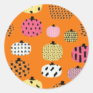 Sinaasappel pompoen ronde sticker