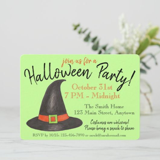 Sinaasappel pompoen zwarte heks Pet van Halloween  Kaart (Staand voorkant)