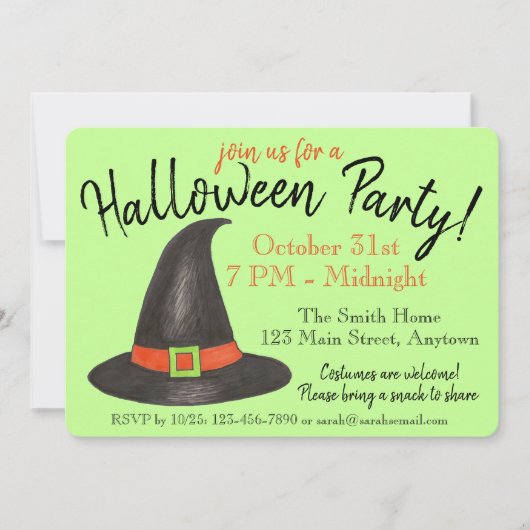 Sinaasappel pompoen zwarte heks Pet van Halloween  Kaart (Voorkant)