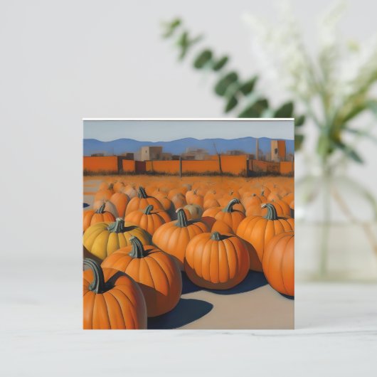 sinaasappel pompoendorp feestdagenkaart (Staand voorkant)