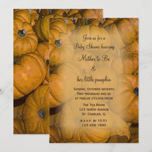 Sinaasappel pompoenen Baby shower Kaart (Voorkant / Achterkant)