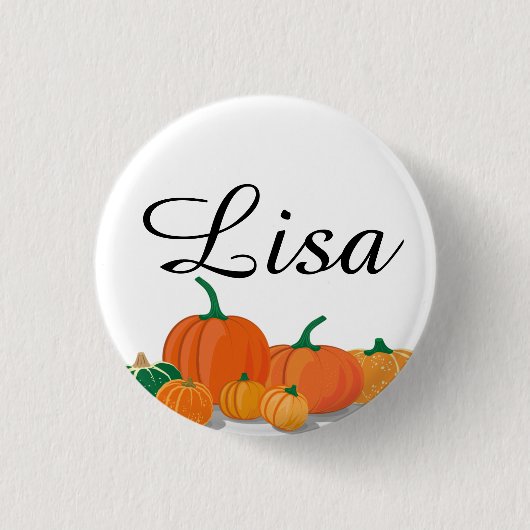 Sinaasappel pompoenen ronde button 3,2 cm (Voorkant)