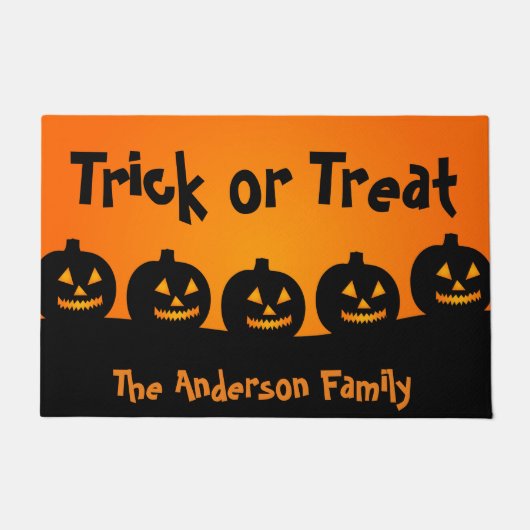 Sinaasappel pompoenen Trick or treat, Halloween Deurmat (Voorkant)
