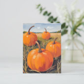 Sinaasappel Pompoenveld | Herfst Feestdagenkaart (Staand voorkant)