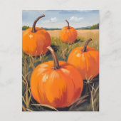 Sinaasappel Pompoenveld | Herfst Feestdagenkaart (Voorkant)