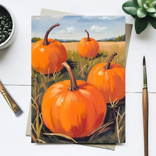 Sinaasappel Pompoenveld | Herfst Feestdagenkaart