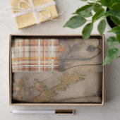 Sinaasappel Poppies & Plaid voor Decoupage of Gift Tissuepapier (Geschenk)