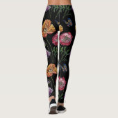 Sinaasappel Poppy Black Floral Waterverf Leggings (Achterkant)