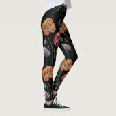 Sinaasappel Poppy Black Floral Waterverf Leggings (Rechts)
