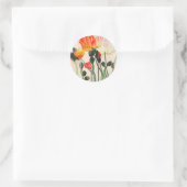 Sinaasappel Poppy bloemetjes perzik boho bruiloft Ronde Sticker (Tas)