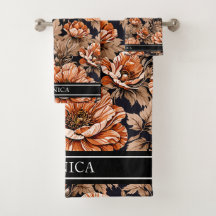 Sinaasappel Poppy Floral Naam Zwart